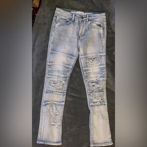 R GSTR Premium Quality Designed Men's Size 29 Slim Distressed Blue Denim Jeans